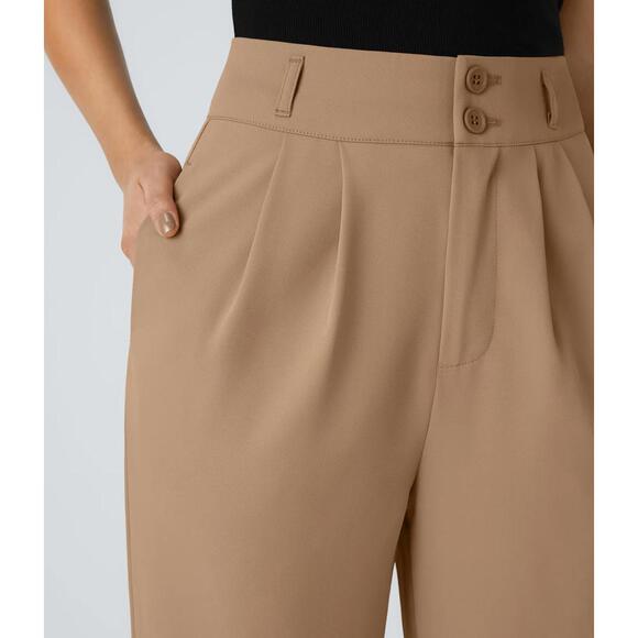 NWT High Waisted Zipper Pocket Shirred Straight Leg Work Pants Size Small - Picture 7 of 12